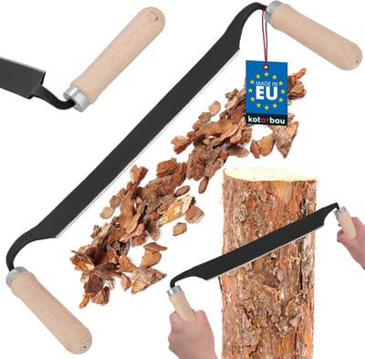 KOTARBAU® Trekmes, Schorsmes , Gesmeed Staal, 280 mm, Trekmes voor Hout, Zwart, Ergonomische Houten Handgrepen, Ontschorsingsgereedschap, Duurzaam