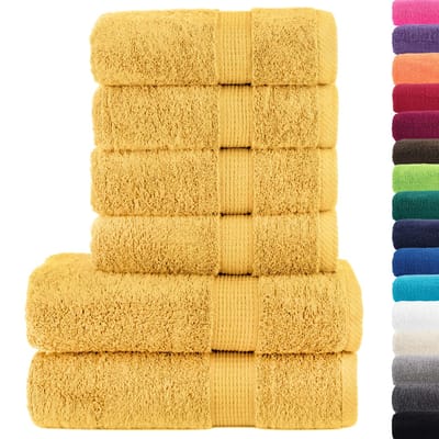 vidaXL - 6-delige - Handdoekenset - SOLUND - 600 - g/m² - goudkleurig