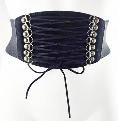 BamBella ® - Corset Riem Maat S M L - Mode Body Gothic Goth taille riem zwart nepleer met vetersluiting Verstelbaar korset belt