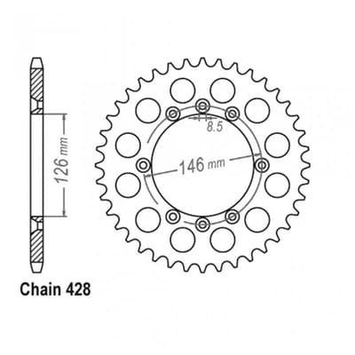 Couronne transmission Sifam pour moto Suzuki 125 Ts R 1989 à 1996 50 dts P 428