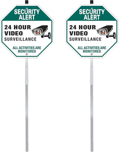 Videobewakingsbord - Beveiligingsbord Waarschuwingsbord - Objecten Beveiligen - Roestvrij Aluminium - 25 x 25 cm - Groen