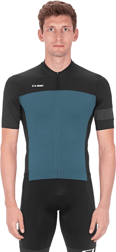 CUBE Fietsshirt BLACKLINE JERSEY S/S BLACK/SMOKE BLUE S