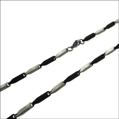 Aramat Jewels | Halskettingen | Zwart-Zilver Stalen Schakelketting 60cm – Stoere Herenketting RVS | | | |3,5mm | Staal | Volwassenen | Verkleurd niet