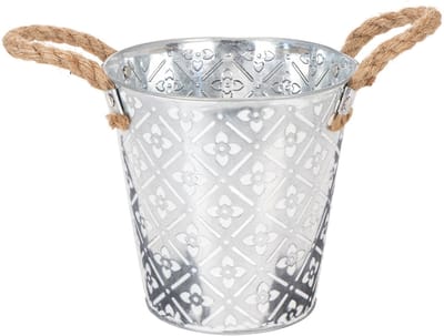 Metalen plantenpot, bloempot met handvatten, plantenbak met bloemenpat