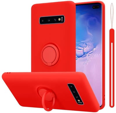 Cadorabo Hoesje geschikt voor Samsung Galaxy S10 4G in LIQUID ROOD - Beschermhoes van flexibel TPU silicone Case Cover met ring