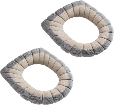 Toiletzitting Hoezen - Toiletstoelhoes Kussen - Comfortabel Zitten - Zacht en Warm - 2 stuks - Beige