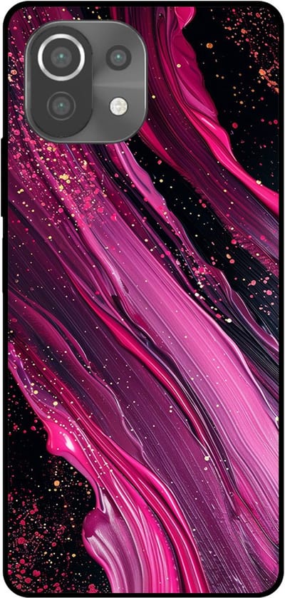 Smartphonica Telefoonhoesje Geschikt voor Xiaomi Mi 11 Lite met marmer opdruk - TPU backcover case marble design - Paars Roze geschikt voor Xiaomi Mi 11 Lite