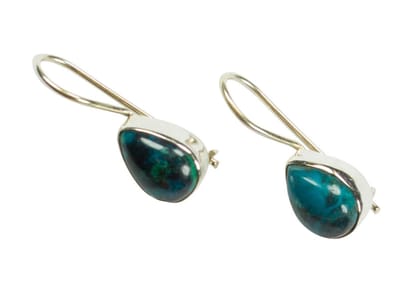 Zilveren oorbellen met sluiting Chrysocolla 925 zilver