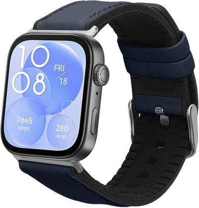 kwmobile horlogeband geschikt voor Huawei Watch Fit 3 / Fit 4 -Armband voor fitnesstracker van leer in donkerblauw