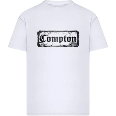 Mister Tee - Compton License Plate Oversize Heren Tshirt - XS - Wit