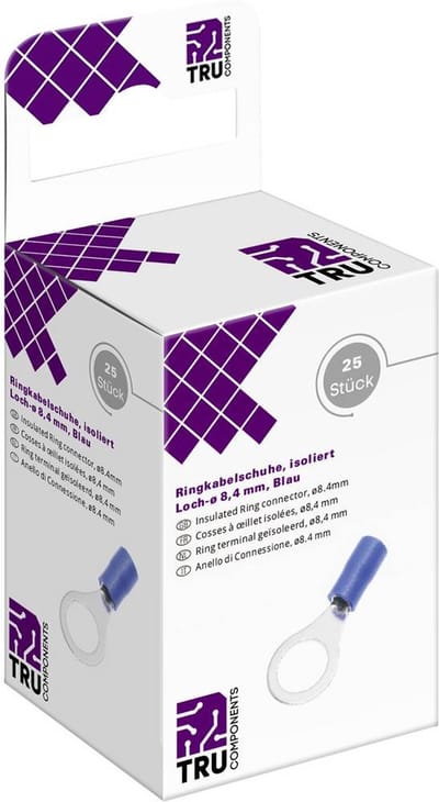 TRU COMPONENTS T2010C290 Ringkabelschoen Dwarsdoorsnede (max.): 2.5 mm² Schachtdiameter: 8.4 mm Deels geïsoleerd Blauw