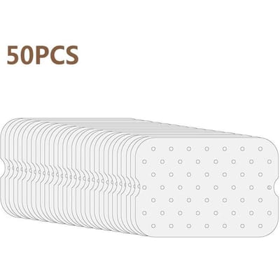 Tapis de cuisson antiadhésif pour friteuse à Air, papier de cuisson, gâteau au fromage, outils de cuisine, plateau de cuisson jetable pour micro-ondes BBQ, 50 pièces/ensemble blanc