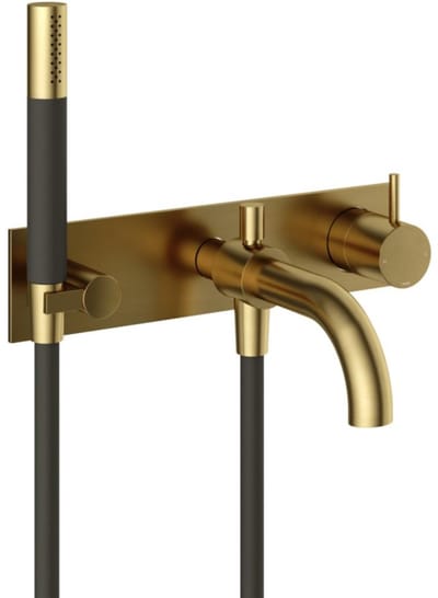 Hotbath Cobber Afbouwdeel - Inbouw Douche/Badmengkraan - Automatische Omstelinrichting met Doucheslang en Handdouche - Geborsteld Messing PVD
