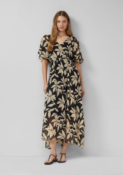 Rok van mousseline met all-over print en smockdetail dames s.Oliver