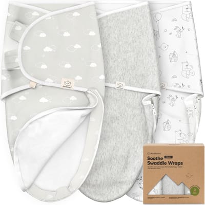 Baby Swaddle Bag - Wikkeldoek Slaapzak - Baby Slaap Optimaliseren - Heupgezond Ontwerp - 0-3 Maanden - Naturel