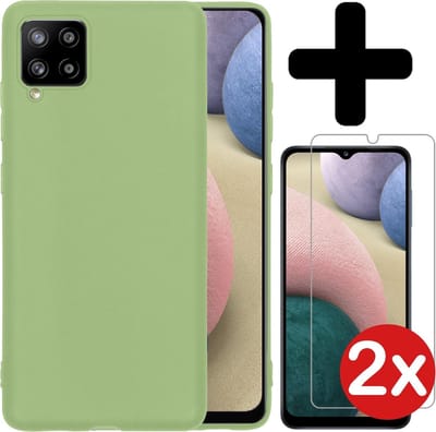 Hoesje - Met 2x Screenprotector - Geschikt voor Samsung Galaxy A12 - Sterk & Shockproof - Telefoon Hoes - Back Cover - Siliconen Case - Telefoonhoes - Groen