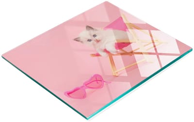 Keukenplank van gehard glas met decoratieve afbeeldingen van een kattenterras, 60x52 cm