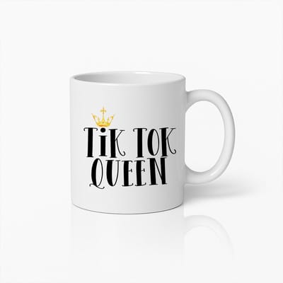 Tik Tok Queen Mok 330ml – Trendy Cadeau voor Social Media Liefhebbers met Kroondesign