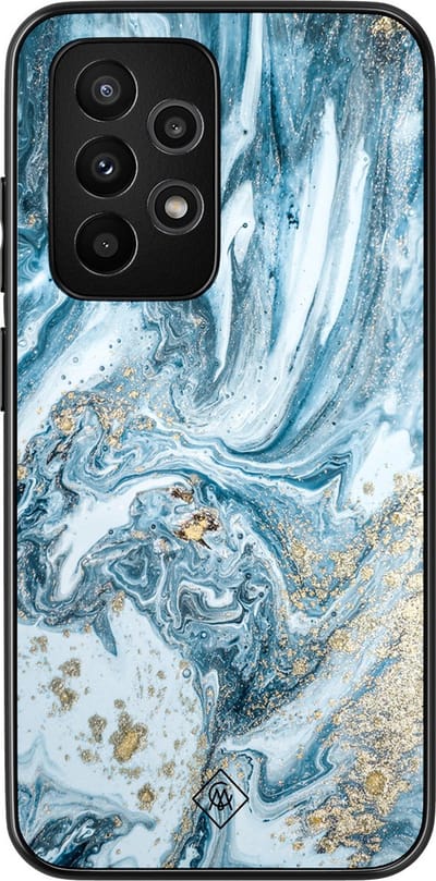 Casimoda® hoesje - Geschikt voor Samsung Galaxy A52 5G - Marble Sea - Zwart TPU Backcover - Marmer - Blauw