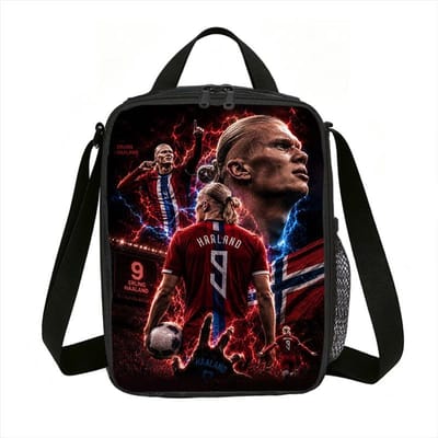 Leer, Reis Geïsoleerde Lunchtassen Haaland Thermische Tas Voetbalster Lunchcontainer Lekvrije Tote Lunchbox Voedselopbergzakken
