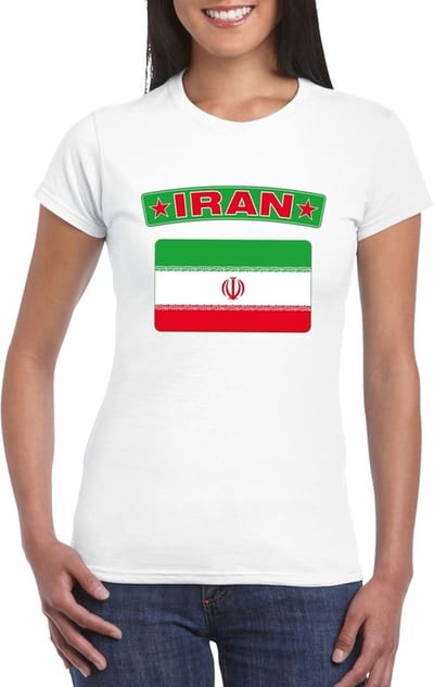 Iran t-shirt met Iraanse vlag wit dames S