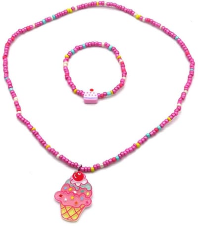 Ketting en Armband voor Kinderen - Set Sieraden - Elastisch - IJsje