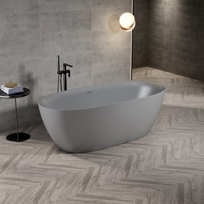 FugaFlow Eccelente Calma Vrijstaand bad - 170x80cm - acryl - sifon - mat grijs