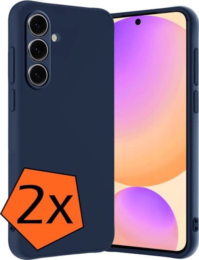 Hoes - 2 Stuks - Geschikt voor Samsung Galaxy S24 FE - Sterk & Shockproof - Case Siliconen - Back Cover - Telefoon Hoes - Donkerblauw