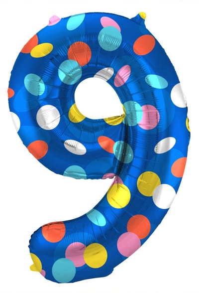 Folat - Folieballon Cijfer 9 Colorful Dots - 86 cm