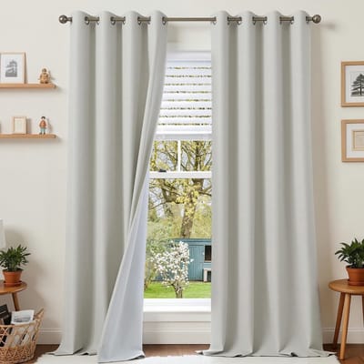 Dailygoods- Gordijnen Verduisterend 260 x 140 cm - Set van 2 - Hittebescherming - Geluidsisolatie - Linnenlook - Inslagringen - Verduisteringsgordijn
