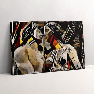 Wallfluent Foto Op Canvas Baroktijd - glas-in-loodkunst - 30 x 20 cm - Beige Schilderij Canvas - Kunst Canvas Doek Foto - Imitatie van een olieverfschilderij Schilderij Doek - Kunst Schilderijen Op Canvas Doek