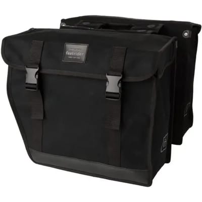 Fastrider Canvas Hybride 93 Dubbele Fietstas Zwart 41L - Afgeschuind - Waterafstotend Canvas - Reflecterend - Geschikt voor E-bike