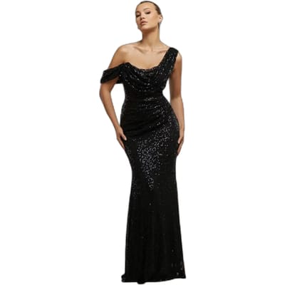 Strakke damesjurk Goddiva Sequin Cowl One