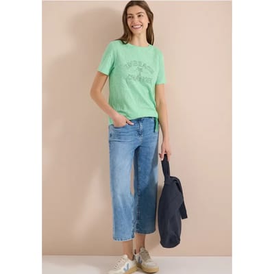 Shirt in burn-out look met tekst