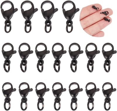 30 Stuks Zwarte Karabijnsluitingen RVS - Sluitingen voor Kettingen en Sieraden Maken