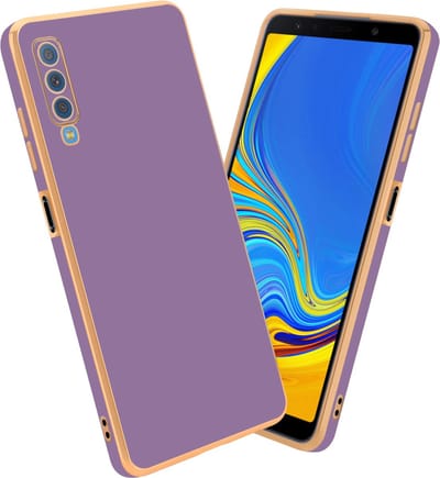 Cadorabo Hoesje geschikt voor Samsung Galaxy A7 2018 in Glossy Paars - Goud - Beschermhoes Case Cover van flexibel TPU-silicone en met camerabescherming