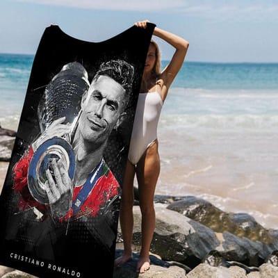1 stuks C-Cristiano R-Ronaldo CR7 Microvezel Strandlaken Absorberend Sneldrogend Zacht Yoga Zwemmen Resort Bergklimmen Handdoek W60*H130(CM)