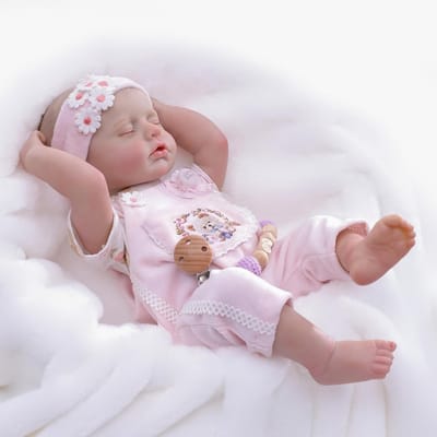 Babypop - Levensechte pop - Fantasie spel - Handgeschilderde details - 50 cm - Zacht roze
