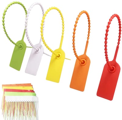 Allecto - 100 Stuks Meerkleurige Kabelbinderetiketten - Veiligheidsetiketten voor Kleding - Anti-nameknoppen voor Logistiek - Geschikt voor Divers