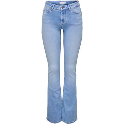Only blauwe dames jeans   Blush   Regular waist   Stonewash wassing   Flared fit   5-Pocket zakken   Knoop- en ritssluiting   Regular waist Blauw S/30