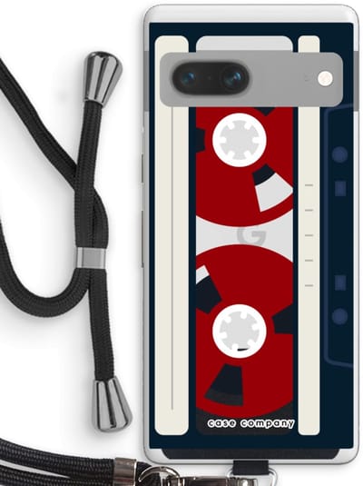 Case Company® - Hoesje met koord geschikt voor Google Pixel 7 hoesje met Koord - Here's your tape - Telefoonhoesje met Zwart Koord - Bescherming aan alle Kanten en Over de Schermrand