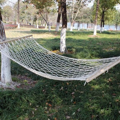 Kampeerhangmat - Hangmat Touw - Buiten Ontspannen - Ademend Mesh Design - 120 kg Capaciteit - Natuurlijk