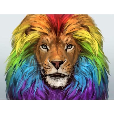 Diamant broderie diamant peinture Animal  coloré arc-en-ciel fantaisie roi Lion  point de croix 30X40CM