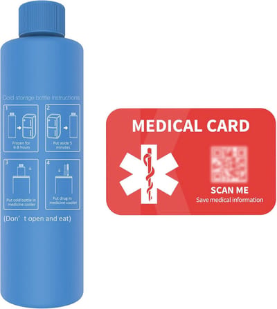 Insuline Koeler Reis Case met Biogel Packs - 60 Uur Koud voor Medicijnen en Cosmetica