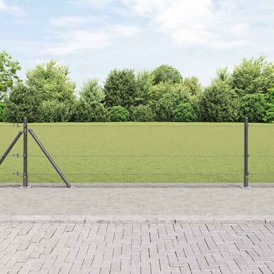 vidaXL - gelast - draadhek - met - betonnen - voetstuk - 10 - x - 0,4 - m - Grijs - Mesh
