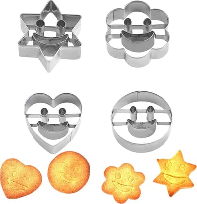 Uitsteekvormpjes Voor Koekjes Keuken Diy Koekjesvormen Roestvrijstalen Koekjesvorm Cookies Fondant Cutter Koekjesvormpjes Zijn Voor Toffees, Sandwiches, Kaas Of Handgemaakte Klei (4 Stuks)