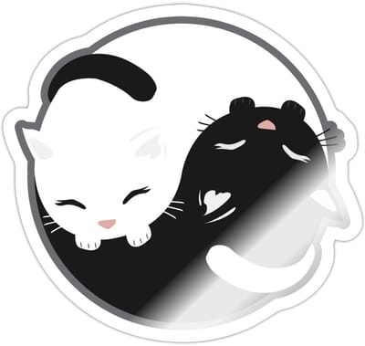 Yin Yang Katten Sticker maat S (10 x 10 cm)