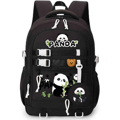 Panda Huahua Schattige Kinder Schooltas Grote Capaciteit Basisschool en Middelbare School Studenten Lichtgewicht Rugzak met Rugbescherming black
