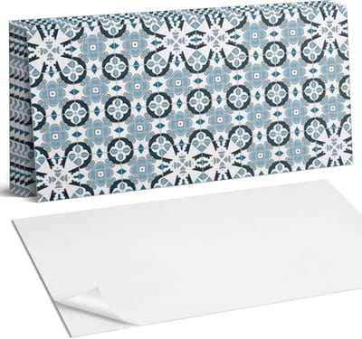 Coloray Plaktegels - Geometrisch tegelpatroon Wandtegel Zelfklevend - 60 cm x 30 cm - Blauw Plaktegels - 6 stuks - Rechthoek PVC Tegels - Plaktegels Keuken - Zelfklevende Vloertegels Badkamer - Vinyl Tegels Zelfklevend - Zelfklevende Wandtegels
