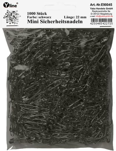 1000x Kleine Zwarte Veiligheidsspelden - Mini Speldjes ca. 22 mm